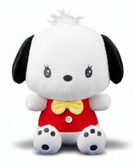 Straight outta the 60s groove era comes our Retro Mood Pochacco Plushie! This adorable plush features Pochacco in an amazing retro outfit of stylin' groovy red vest and a vibrant yellow bow tie that captures the style and spirit of the 1960s. An adorable button right at on his bellow blasts the cuteness factor to infinity!
