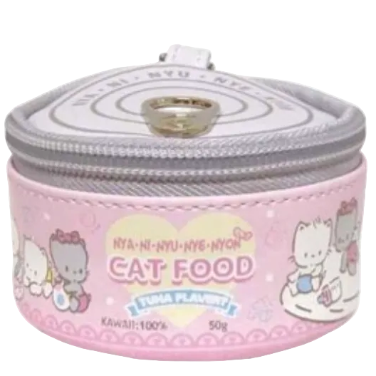 This playful pouch is designed to look just like a real cat food can, making it a standout piece in any collection. The lid opens realistically, adding a fun interactive element while providing storage for small essentials. Compact and easy to carry, it clips onto bags with the included ball chain for convenience on the go. Perfect for Sanrio fans who love quirky and rare collectibles, it’s both functional and irresistibly cute.