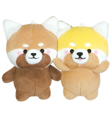 A pair of plush red panda keychains for you and a friend - or double the delight for you alone. Magnetic cheeks allow for these 2 cutie buds to nuzzle together, attached at the face. The Red Panda Twins Magnetic Hanging Plushies fit in the palm of your hand. Comes with a ball chain for attaching to keychains, rearview mirrors, and the like.