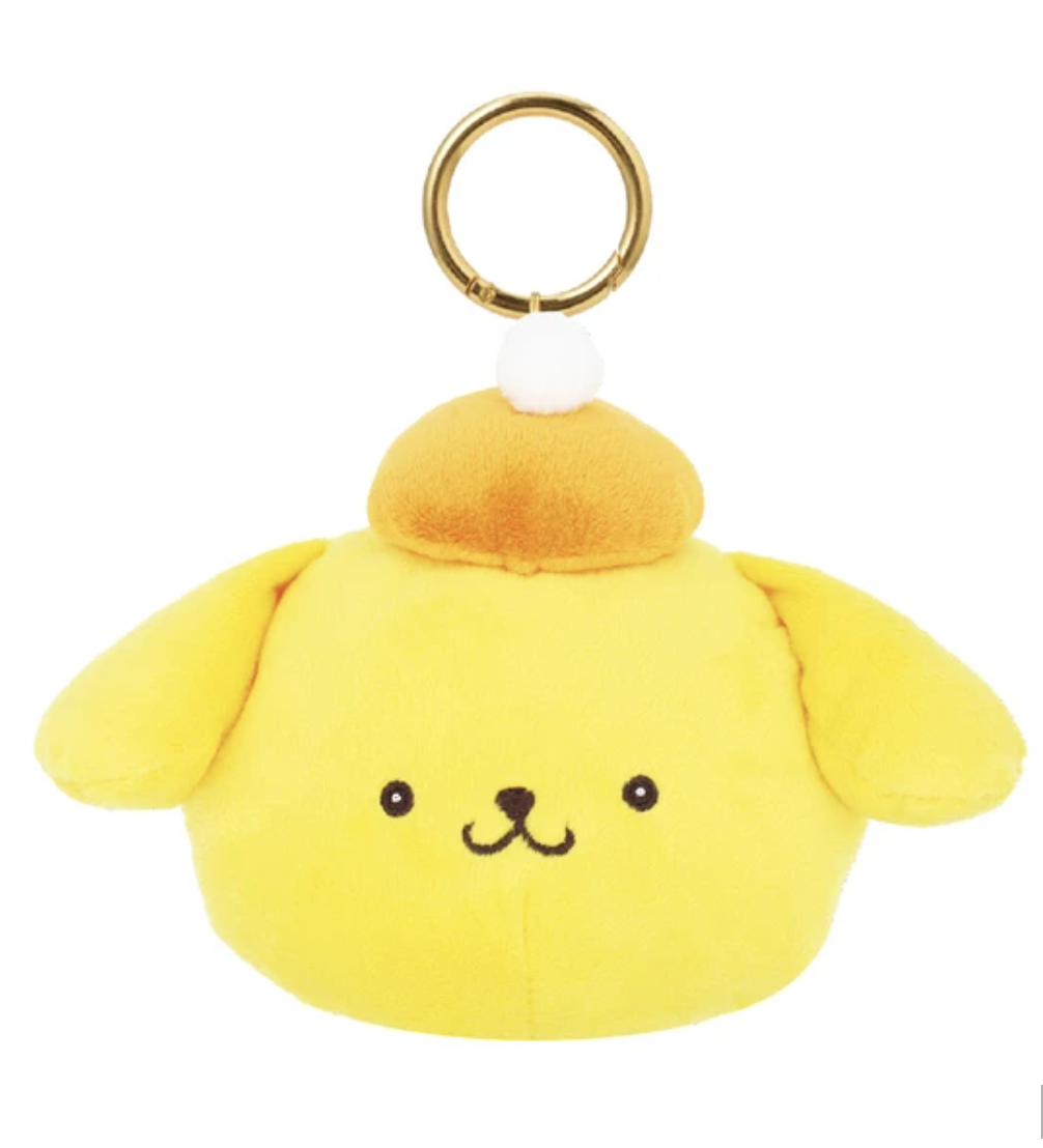 The classic Sanrio characters you know, just with added retro flair! This Retro Pop Pompompurin Pouch Keychain can be clipped on your keys or bag for an extra cute touch.  His happy expression and cute golden beret will fill you with joy! Why not add this guy to your collection? This keychain even comes with a small pouch for storing little items, adding cuteness to your purse and providing extra storage.