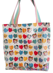 A fabulous mix of Japanese manga and American pop art styles, Japanese illustrator Osamu Harada created some of the most iconic kawaii designs of the 1980s. These Retro Radiance Star Confetti Tote Bags by Osamu Goods feature his wholesome but edgy designs in easy to clean laminated cotton, with unexpected coordinating fabric lining, pastel handles, and a blast of happy star-shaped confetti to top off all this fabulous radiance!&nbsp;