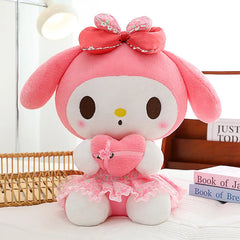 This delightful plushie combines My Melody's sweet personality with a romantic twist, featuring a design inspired by roses and chocolates. Perfect for fans of Sanrio who love over-the-top sweetness, the Roses 'n Chocolates My Melody Plushie combines classic floral rose patterns with My Melody's signature precious demeanor.