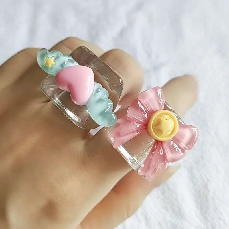 Channel your inner Sailor Guardian with this beautifully crafted Sailor Moon-inspired resin ring. Fans of the beloved anime will notice how this ring captures the essence of Sailor Moon’s magical world in a chic and wearable Kawaii street-style accessory.