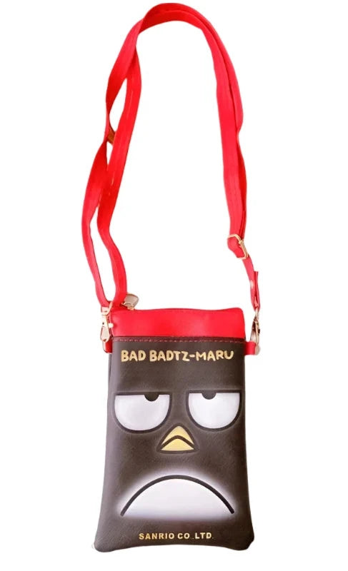 Carry your essentials with a dash of that famous attitude from the mighty Bad Badtz-Maru with this crossbody bag! Featuring the iconic and mischievous Sanrio character, our Bad Badtz Maru Crossbody Bag is designed for those who want to keep their phone and small items secure while showcasing their love for Badtz-Maru. Compact, stylish, and functional, it's the perfect accessory for fans on the go.