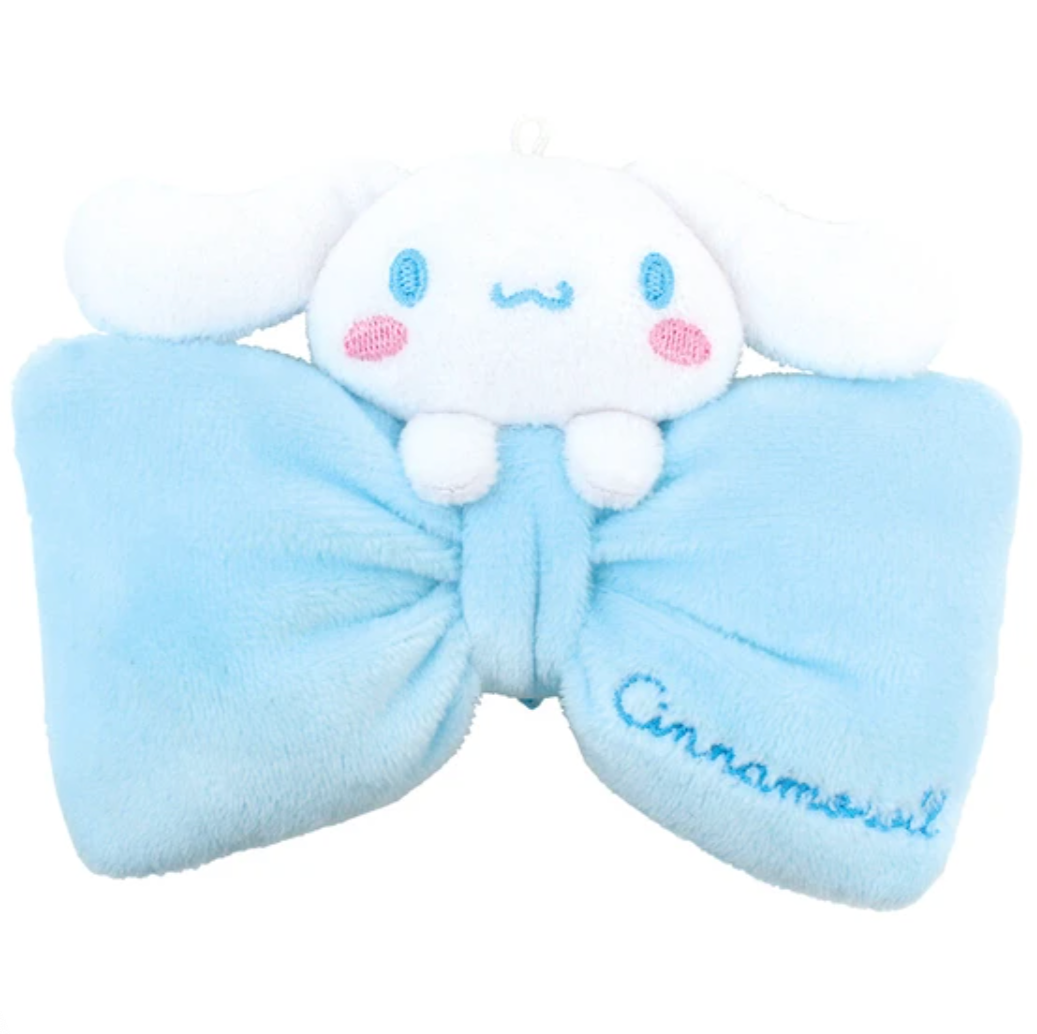 Classic Sanrio characters are featured as their adorable selves, plush style, at the center of a cutie pie bow. The embroidered character name really elevates this Big Bow Cinamoroll Plush Keychain