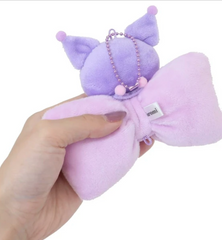 Classic Sanrio characters are featured as their adorable selves, plush style, at the center of a cutie pie bow. The embroidered character name really elevates this Big Bow Kuromi Plush Keychain