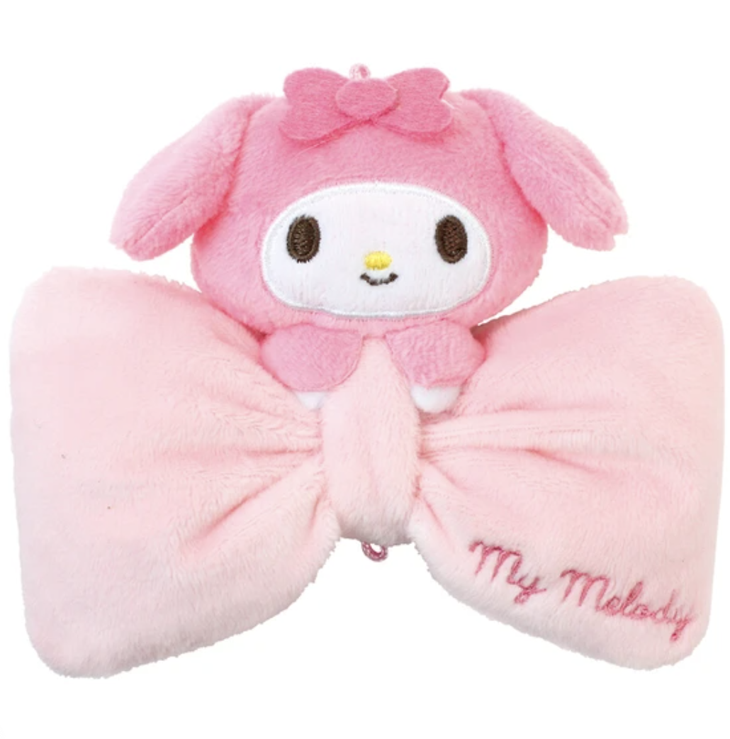 Classic Sanrio characters are featured as their adorable selves, plush style, at the center of a cutie pie bow. The embroidered character name really elevates this Big Bow My Melody Plush Keychain