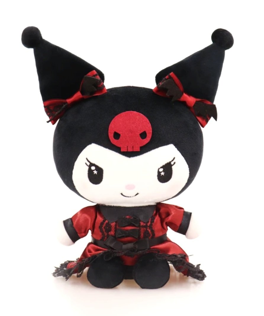 Dressed in a stunning black and red lace dress, Kuromi exudes sass and class in equal measure! The intricate details on her dress add a touch of elegance, contrasting beautifully with Kuromi's bold and unconventional spirit. Sanrio Kuromi Stuffed Animal 