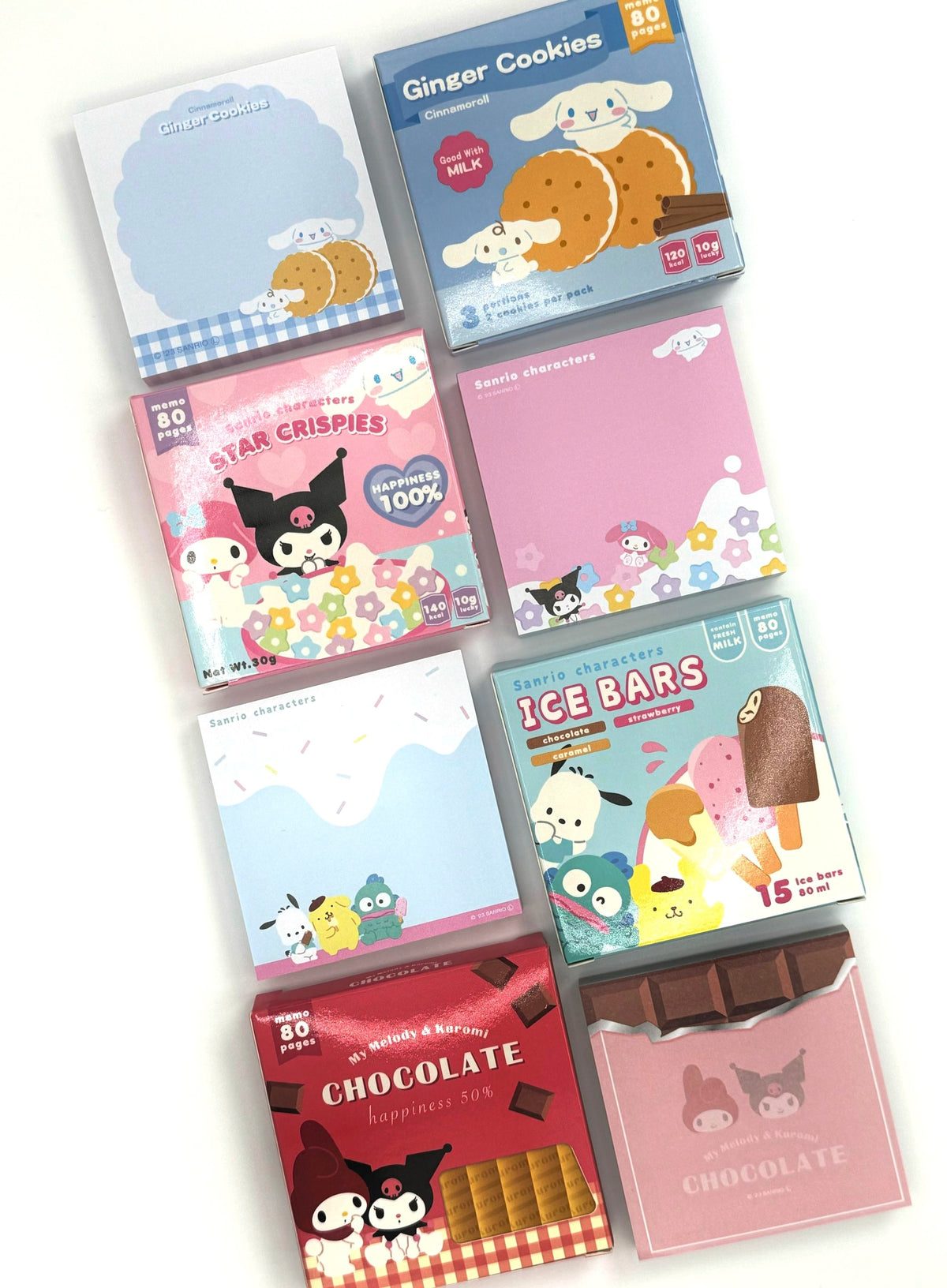 Presenting the delightful Sanrio Candy Box Series Memo Pads, these stationery items are a must-have for anyone who appreciates a touch of cuteness with their competence!   Choose from 4 equally adorable sets, each with a different style of sweet-treat branding and featuring your favourite Sanrio characters - My Melody, Kuromi, Pompompurin, Hangyodon and Pochacco all add a cheerful touch of kawaii to these nifty notes!  