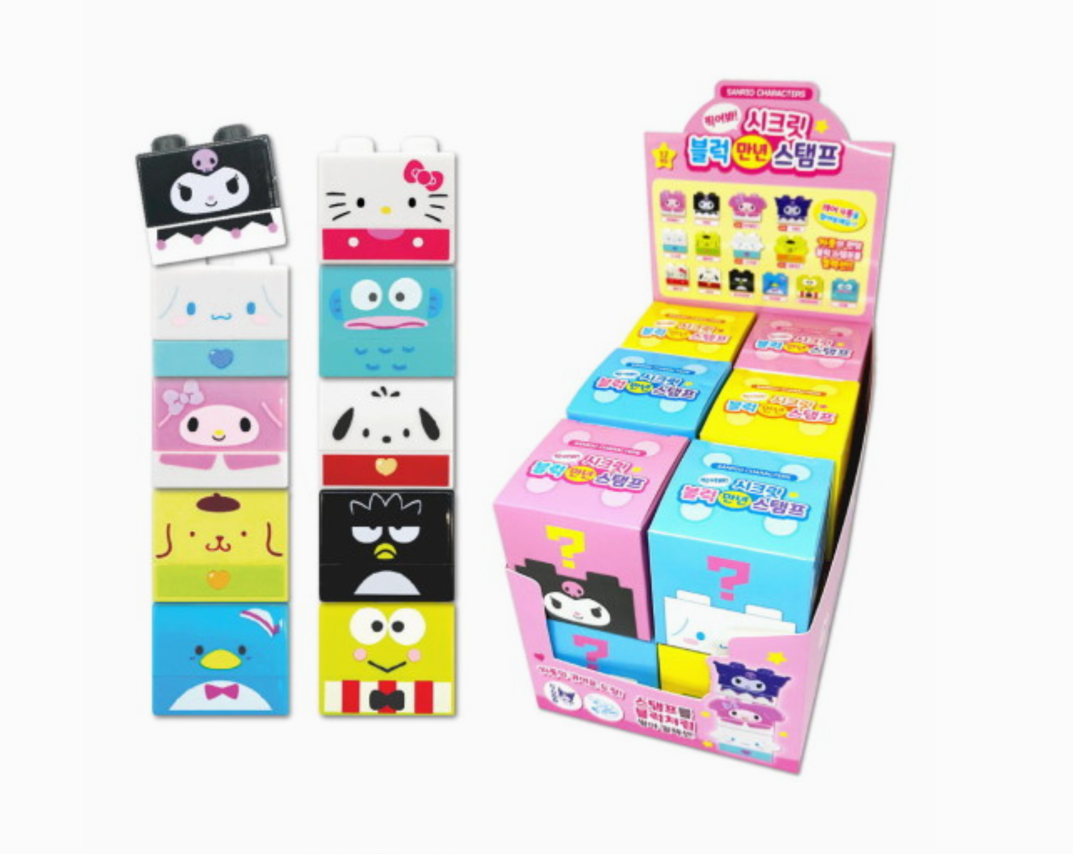 The Sanrio Characters Block Stamp Blind Box is a delightful addition to any office or stationery collection. Each stamp features one of 10 different adorable Sanrio characters and comes packaged in a Mystery Blind Box, perfect for gifting or collecting. With permanent ink for long-lasting use and a stackable design for easy storage, these stamps bring joy and functionality to your workspace.