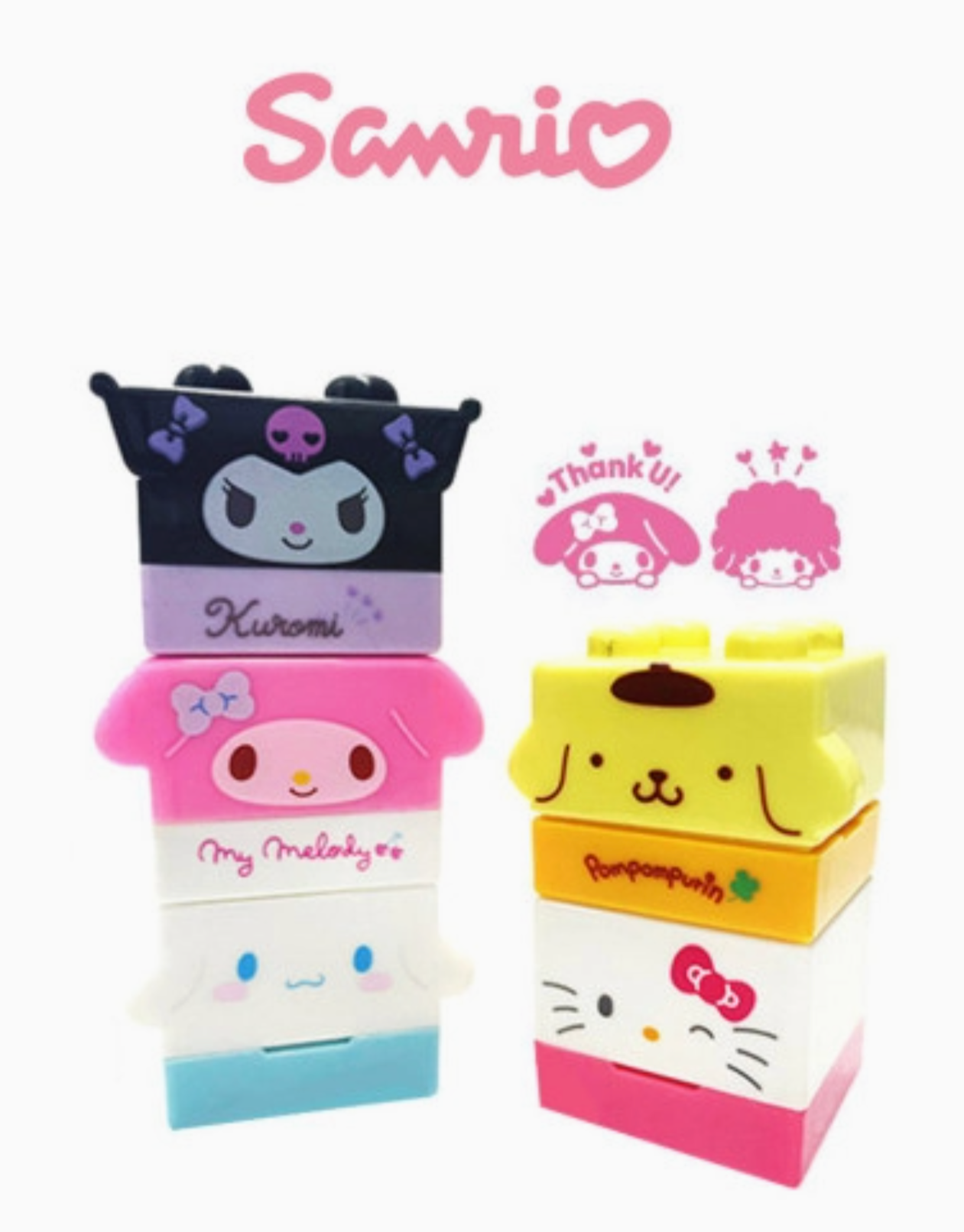 The Sanrio Characters Block Stamp Blind Box is a delightful addition to any office or stationery collection. Each stamp features one of 10 different adorable Sanrio characters and comes packaged in a Mystery Blind Box, perfect for gifting or collecting. With permanent ink for long-lasting use and a stackable design for easy storage, these stamps bring joy and functionality to your workspace.