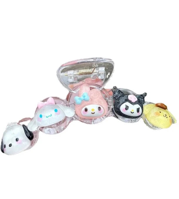 These Sanrio Characters Resin Hair Claw feature the adorable gang of Sanrio's most popular characters, each crafted from high-quality resin- My Melody, Kuromi, Cinnamoroll, Pochacco, and Pompompurin. The glossy finish and intricate detailing capture the essence of kawaii style. They turn a simple hairstyle into a fun and playful expression of your personality.

Our hair claws combine function with a dose of delightful charm. Embrace the playful side of fashion with these cute and quirky hair claws!