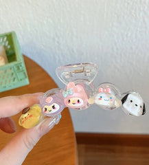 These Sanrio Characters Resin Hair Claw feature the adorable gang of Sanrio's most popular characters, each crafted from high-quality resin- My Melody, Kuromi, Cinnamoroll, Pochacco, and Pompompurin. The glossy finish and intricate detailing capture the essence of kawaii style. They turn a simple hairstyle into a fun and playful expression of your personality.

Our hair claws combine function with a dose of delightful charm. Embrace the playful side of fashion with these cute and quirky hair claws!