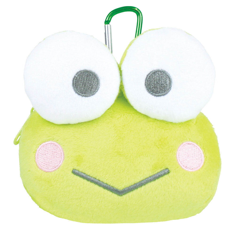 Add a little cuteness to your everyday essentials with this adorable Sanrio Keroppi Plush Pouch Carabiner Keychain! Its compact design is perfect for keeping your coins, small treasures, earbuds, or other tiny essentials safely tucked away.