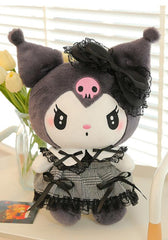 The Houndstooth 'n Lace Frenchie Kuromi Plushie—a sophisticated twist on a beloved Sanrio character! Combining classic patterns with Kuromi’s signature charm, this plushie offers a stylish and collectible addition to any Sanrio fan's collection.