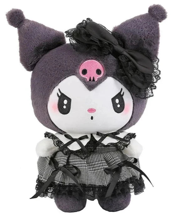 The Houndstooth 'n Lace Frenchie Kuromi Plushie—a sophisticated twist on a beloved Sanrio character! Combining classic patterns with Kuromi’s signature charm, this plushie offers a stylish and collectible addition to any Sanrio fan's collection.