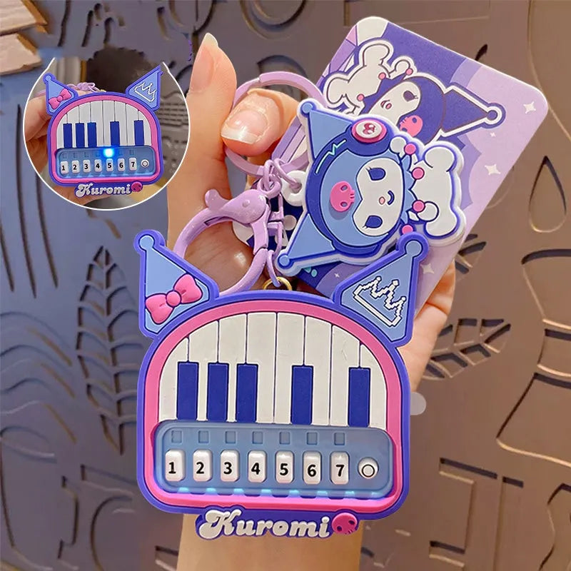 With a press of a few buttons, you can play your own delightful melody, bringing a touch of musical fun and healing wherever you go. Perfectly sized to fit on your bag or keys, each&nbsp;enchanting Kuromi Mini Piano Musical Keychains feature Sanrio's Kuromi inspired design elements like her signature funky dwarf bunny ears, friendly skull, bows, and more.