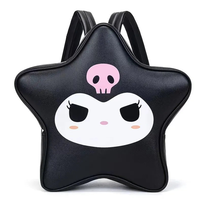 The Kuromi Face Star-Shaped Black Backpack is a standout accessory that perfectly captures the edgy and playful spirit of Sanrio’s Kuromi! This unique backpack is designed in a bold star shape, with Kuromi’s mischievous face prominently displayed on the front. The deep black color and star design make it a striking piece, perfect for those who love to add a touch of attitude to their style.