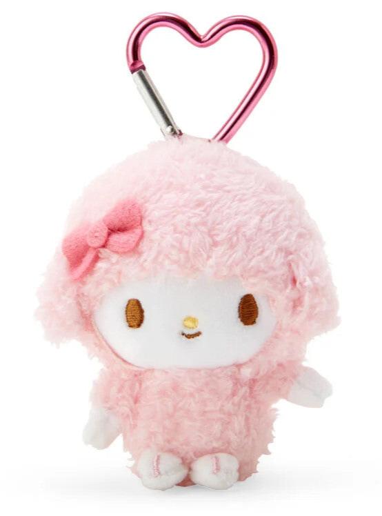 This adorable keychain features My Melody's sidekick, My Sweet Piano, the cute and bubbly character from Sanrio, in a soft mini plush form. With her sweet smile and pink bow with coordinating heart clasp, she’s ready to bring a note of joy to your keys, bag, or backpack.