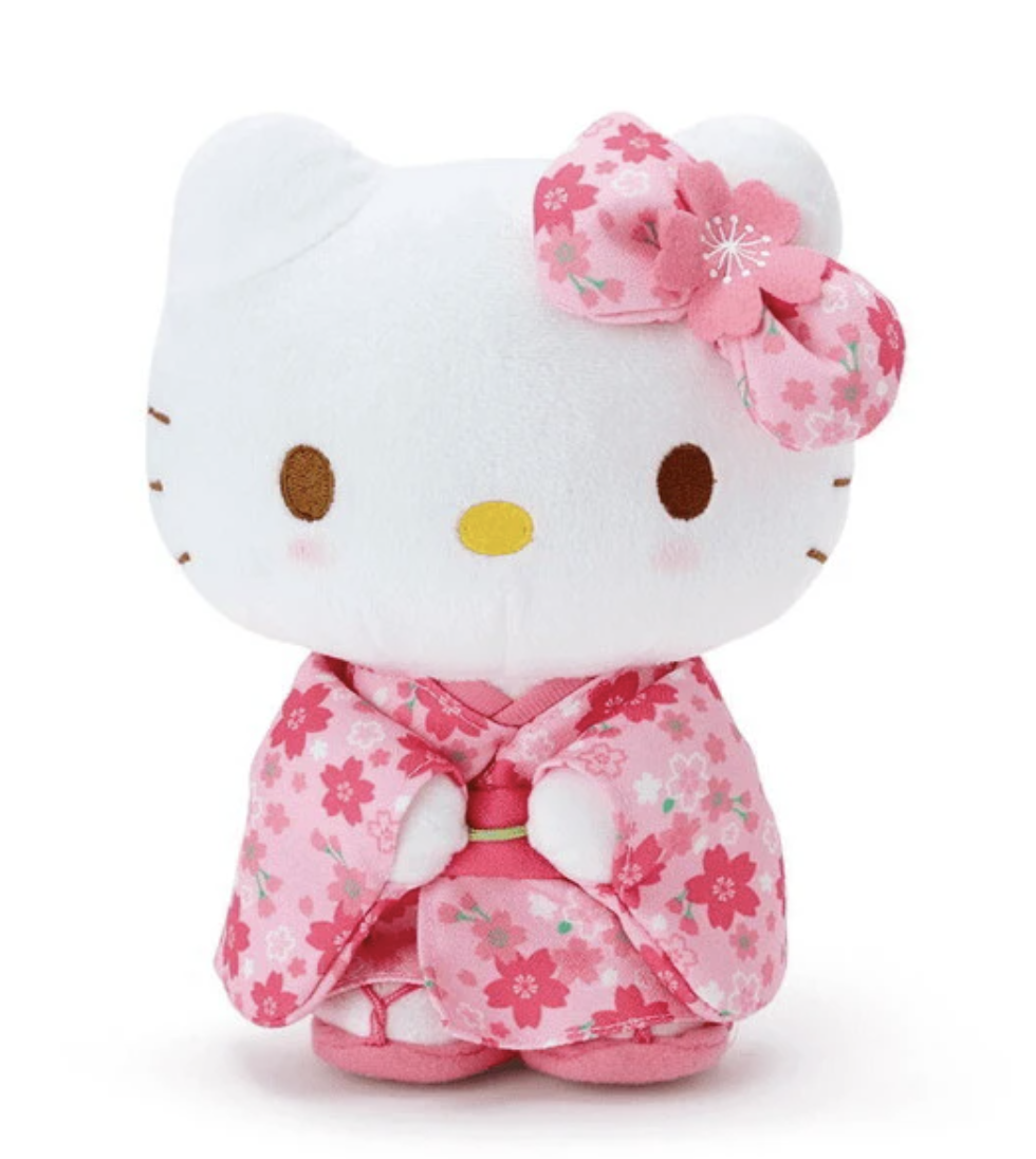 The legendary Hello Kitty appears in many forms and never disappoints. Presented here as a high quality plushie, Hello Kitty’s traditional Japanese style cherry blossom kimono and matching sakura bow will charm owners for years to come.  Sanrio collectors, grab this special Pink Cherry Blossom Kimono Hello Kitty Plushie while supplies last!