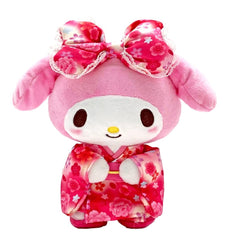 My Melody, charming generations of admirers for decades, appears as a high quality plush in traditional Japanese cherry blossom kimono with matching sakura flower bow. Cute pinks and flushing cheeks bring the sweetness. Sanrio collectors, grab this limited edition Pink Cherry Blossom Kimono My Melody Plushie while the opportunity exists!