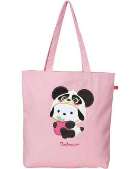 Pochacco the Panda Apple Applique Tote Bag | Sanrio Kawaii Style