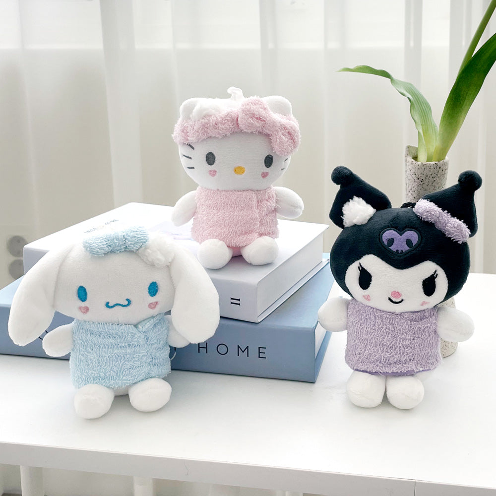 Treat yourself to a touch of relaxation with our Sanrio Spa Days Pink Hello Kitty Plush Keychain! This adorable version of everyone's favorite kitty comes dressed for a perfect spa day, wrapped in a soft pink towel and sporting a matching spa headband. Made with super-soft plush material, this charming keychain captures Hello Kitty in her most relaxed state, reminding us all to take a moment for self-care. Perfect for adding a touch of kawaii comfort to your keys, bags, or as a sweet reminder to pamper your