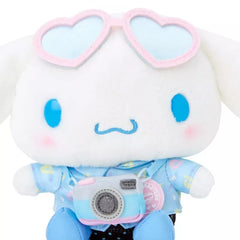 Feelin' like you need a vacation big time? Wherever that paradise may be, you can always dream big about it with the Sanrio in Vacation Mode Cinnamoroll Plushie - maybe some day you can take it with you! With passport in hand, and real-zip side bag, this adorable travel companion is ready for any adventure.

Fitted in lovely leisurely attire with a bag strapped around their waist, they are all set to go! Their cute outfits and cheerful expressions will bring a smile to your face as you explore new places to