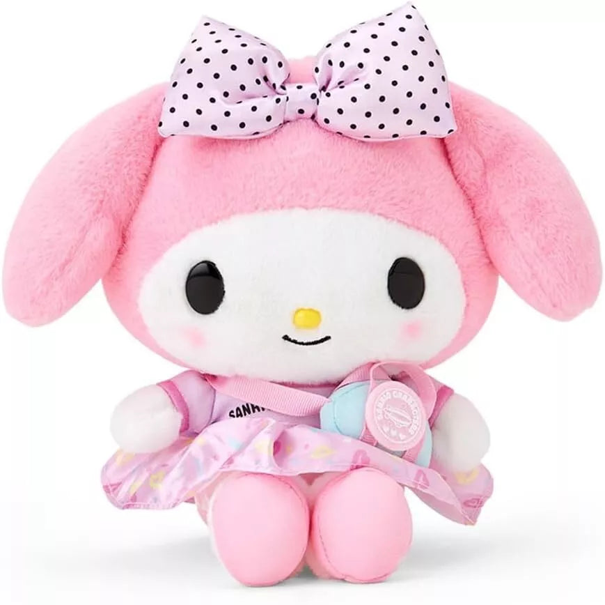 Feelin' like you need a vacation big time? Wherever that paradise may be, you can always dream big about it with the Sanrio in Vacation Mode My Melody Plushie - maybe some day you can take it with you! With passport in hand, and real-zip side bag, this adorable travel companion is ready for any adventure.

Fitted in lovely leisurely attire with her bag strapped around her waist, she is all set to go! Her cute outfit and cheerful expression will bring a smile to your face as you explore new places together.