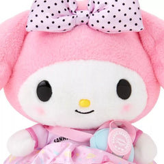 Feelin' like you need a vacation big time? Wherever that paradise may be, you can always dream big about it with the Sanrio in Vacation Mode My Melody Plushie - maybe some day you can take it with you! With passport in hand, and real-zip side bag, this adorable travel companion is ready for any adventure.

Fitted in lovely leisurely attire with her bag strapped around her waist, she is all set to go! Her cute outfit and cheerful expression will bring a smile to your face as you explore new places together.