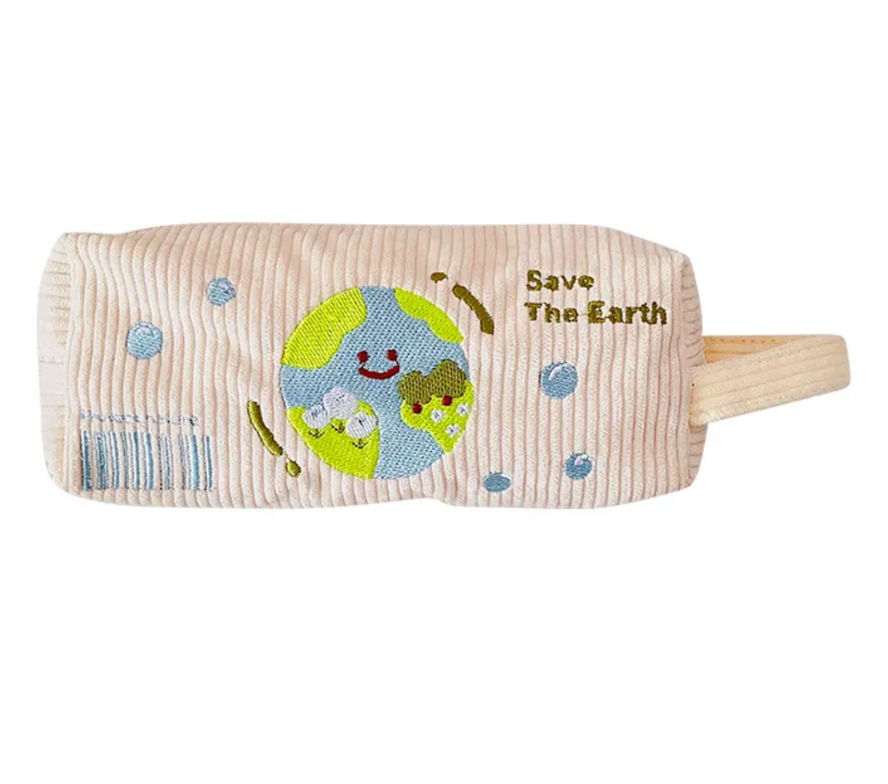 Organize your stationery in style while making an eco-friendly choice with our "Save the Earth" Corduroy Pencil Case. Crafted from high-quality, durable corduroy fabric and embroidered with a lovable planet earth design, this pencil case features a convenient handle and a soft cotton flannel to protect your items.