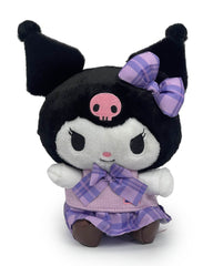 It's the adorable Schoolgirl Kuromi Purple Plaid Plushie! She'll go to school but not without an attitude! Kuromi has grudgingly agreed to wear this cute plaid dress, but is that bow going to survive the day?!! Nerdy charm and Sanrio cuteness meets sass and audacity in a delightfully contradictory combination.