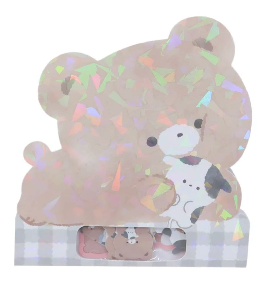 Baby Bear n Cow Friends Sparkle Stickers