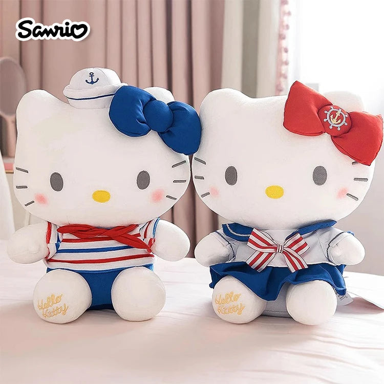 Set sail on a sea of cuteness with our Smooth Sailing Hello Kitty Plushies! These adorable plush toys feature Hello Kitty dressed in a charming sailor outfit, complete with a classic navy blue, red, and white striped top, blue trousers, and a jaunty sailor hat with a cute little embroidered anchor.

Crafted from soft, high-quality materials, these plushies are perfect for cuddling and make a delightful addition to any Hello Kitty collection. Whether you're a fan of nautical adventures or simply love Hello K