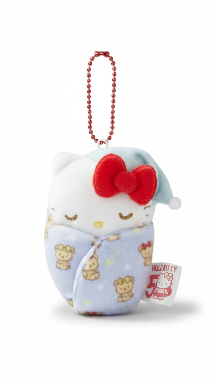 Take the calm of dreamland with you wherever you go, with Sanrio Sleeping Swaddle Babies Keychains. These swaddled, sleeping cuties with embroidered faces are the perfect companions to accompany you on adventures, big or small. Also makes a great gift for a new mom with her own swaddled bundle of joy.