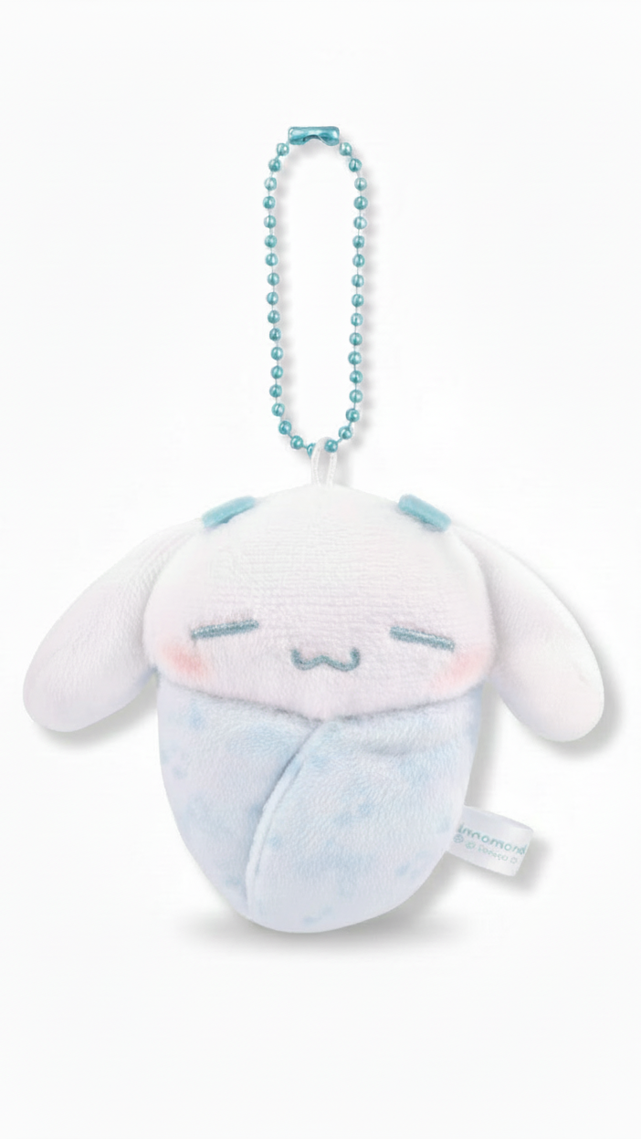 Take the calm of dreamland with you wherever you go, with Sanrio Sleeping Swaddle Babies Keychains. These swaddled, sleeping cuties with embroidered faces are the perfect companions to accompany you on adventures, big or small. Also makes a great gift for a new mom with her own swaddled bundle of joy.