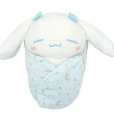 swaddled, sleeping cutie with embroidered face is the perfect sleeping companion for kids. Also makes a great gift for a new mom with her own swaddled bundle of joy.