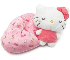 Drift off to dreamland with Sanrio’s Snuggle Baby Hello Kitty in Swaddle Blanket. This swaddled, sleeping cutie with embroidered face is the perfect sleeping companion for kids. Also makes a great gift for a new mom with her own swaddled bundle of joy.