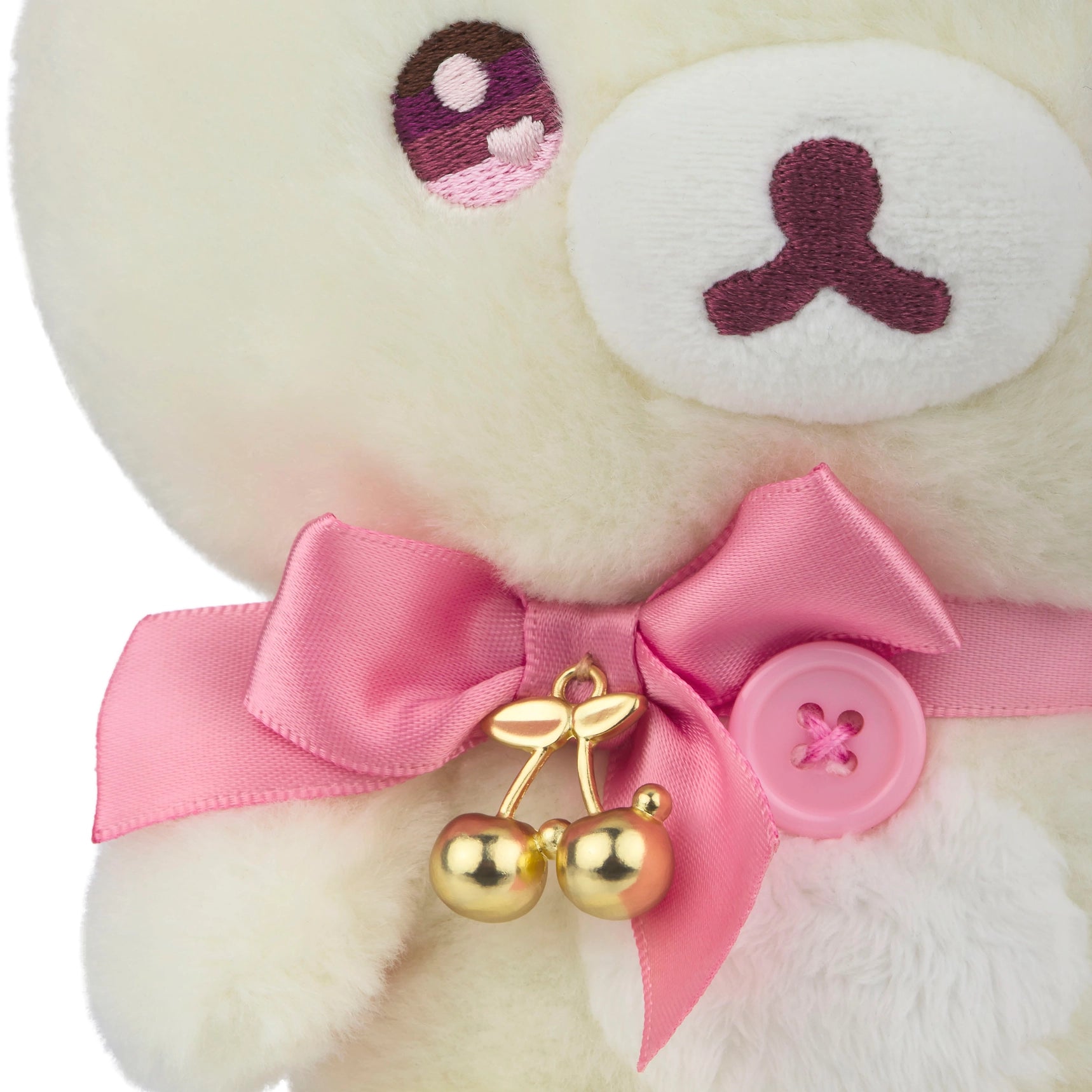 The Sparkle Cherry Jewel Korilakkuma White Bear Plushie is a unique and glam plush that combines the adorable charm of the Korilakkuma character with sparkling elements and decorative pearls. Giving elegance and fashion through and through, the pearl detail on the ear adds an even further sense of luxury, while the teddy bear itself is ultra classic and still ready to cozy on down!

The impeccable details are even seen in the embroidered ombre eyes with hearts!

This plushie is a special edition, perfect fo