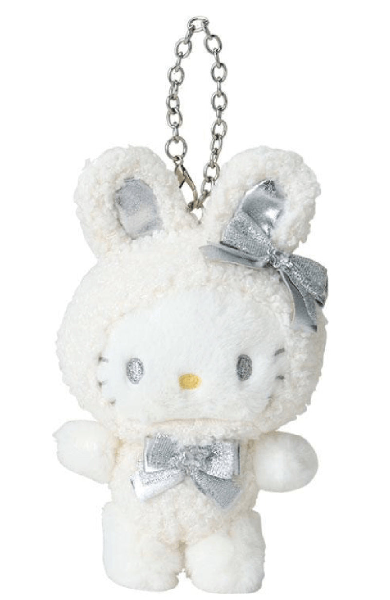 Sparkle Snow Bunny Hello Kitty Plush Keychain