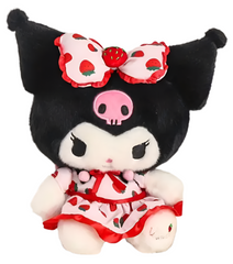 Our delightful Strawberry Fields Kuromi Plushie features Kuromi in an adorable strawberry print dress&nbsp;—a delightful blend of mischief and charm! Dressed in a vibrant strawberry print dress adorned with playful bow ruffles, she’s the perfect embodiment of summer whimsy. With her cheeky grin and eye-catching design, this plushie stands out as a unique collectible or a sweet companion.