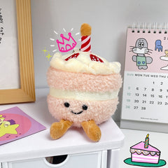 Celebrate every day like it’s your birthday- or gift it to your favorite people on their actual birthday!- with the Strawberry Kawaii Birthday Cake Plush Keychain! This charming accessory brings the joy of cake everywhere you go, combining sweetness and functionality into one adorable design. It features a plush, pastel-layered birthday cake topped with a cute strawberry and playful sprinkles.

It makes a fun and thoughtful present for birthdays, kawaii lovers, or anyone who enjoys sweet, playful accessorie