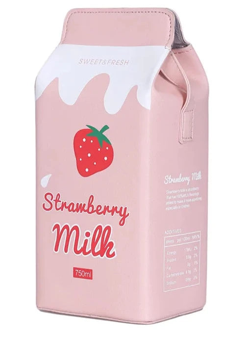 Strawberry Milk Carton Kawaii Street Style Shoulder Bag