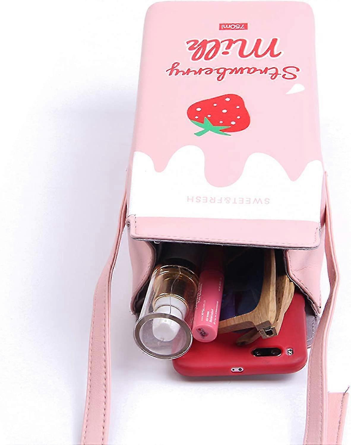 Strawberry Milk Carton Kawaii Street Style Shoulder Bag