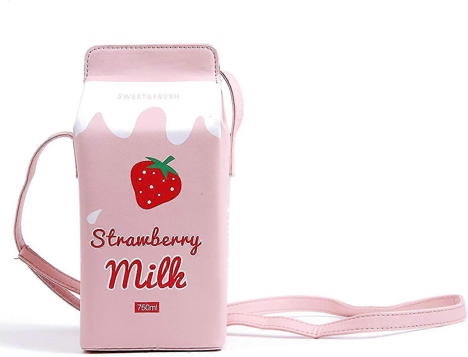 Strawberry Milk Carton Kawaii Street Style Shoulder Bag