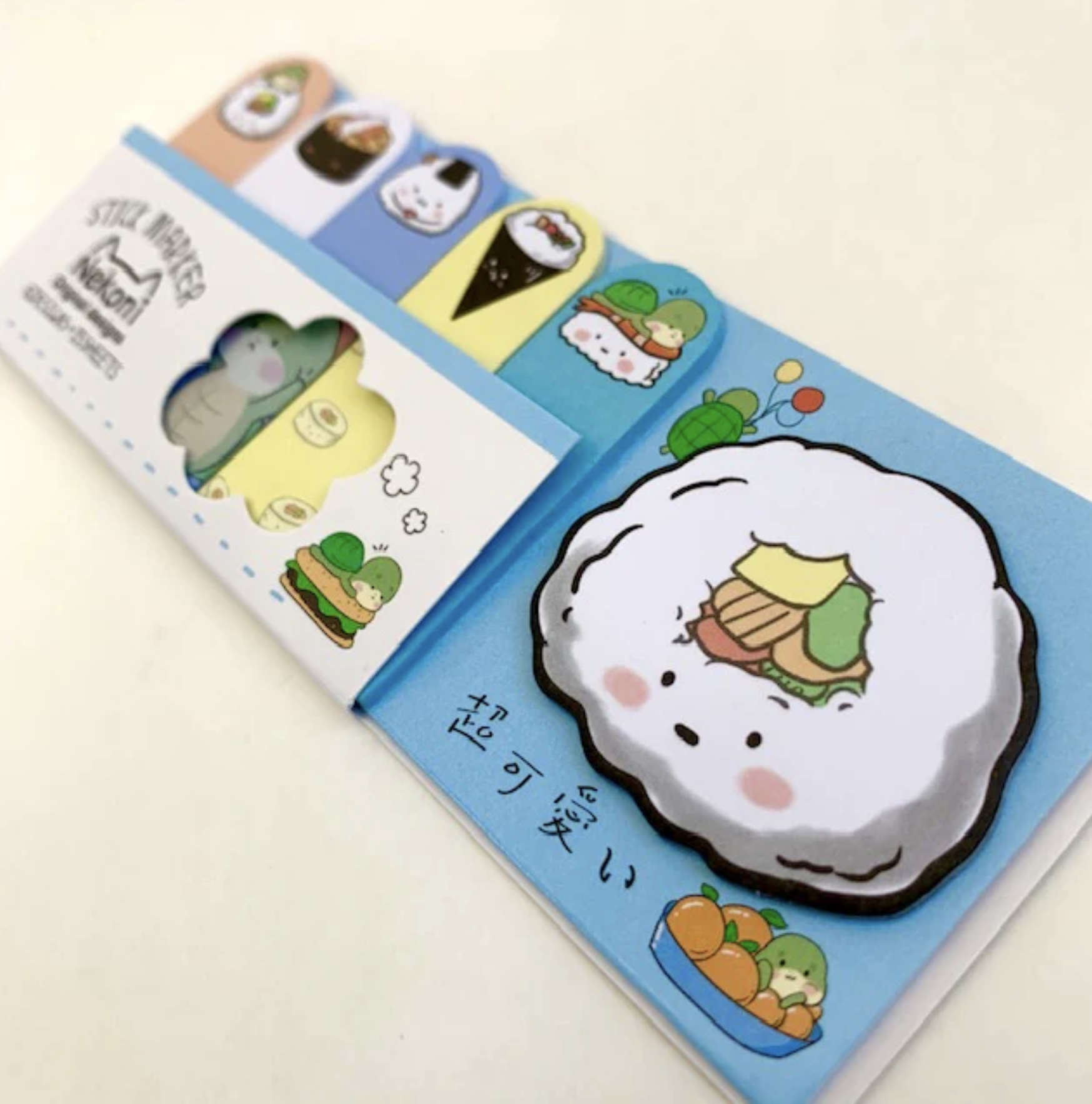 These little Sushi Roll Kawaii Sticky Index Notes are a delightful and perfect way for literally ‘keeping tabs’ on your life! Just right for students from elementary, high school, to college, or for anyone who wants to stay organized, mark notes, set daily reminders, or keep your place in a book or ‘zine!