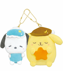 Drift off into the sweetest dreams with the Sweet Bedtime Pompompurin and Pochacco Plush Magnetic Keychain Set of 2! This adorable matching set features Pompompurin in the cutest brown sleep hat and Pochacco in a cozy sleep mask, each with a magnetic detail that lets the pair connect together. Clip them onto your bag, keys, or display them side by side for an extra-cute touch of sleepy-time charm. Perfect for best friends, couples, or collectors who simply can’t choose between the two!