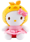 Bring double the cuteness to your collection with the Yellow Birdie Buddy Hello Kitty Plushie! This adorable plush features Hello Kitty in a cheerful pink dress, polka dot pink bow, and then made EVEN sweeter with a cheerful yellow bird hood on her head. The bird adds a pop of sunny charm, symbolizing friendship and joy.

Made with soft, huggable fabric with premium stitching, this cuddly companion is perfect for snuggles, playtime, or as a delightful display piece.