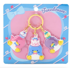 The Tuxedo Sam Sweet Friend Trio Rubber Keychain is the perfect way to show off your love for this beloved Sanrio character! This keychain features three charming Tuxedo Sam figures in delightful pink, blue, and purple hues, all hanging together on one key ring. Each character is detachable, so you can share the cuteness with friends or keep all three for yourself!