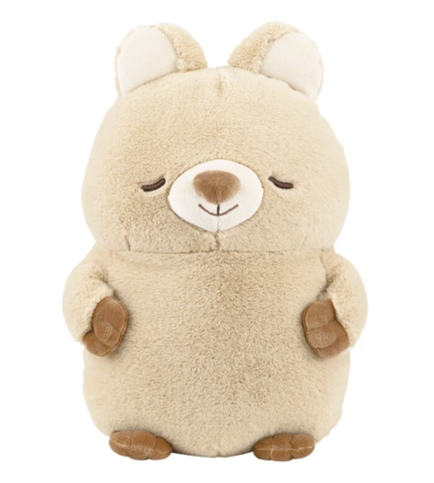 Calming Cuddlers are chubby plush animals with fluffy, round bodies that have gentle faces and peaceful color palettes. From the Korean Poksin series, which means "fluffy" in Korean.  This Wallaby Calming Cuddler Korean Plushie is a fluffy and cute hugging pillow that fits comfortably in both arms.